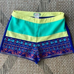 Flying Tomato Embroidered High Waisted Shorts